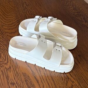 Steve Madden Cream Double Strap Platform Sandals